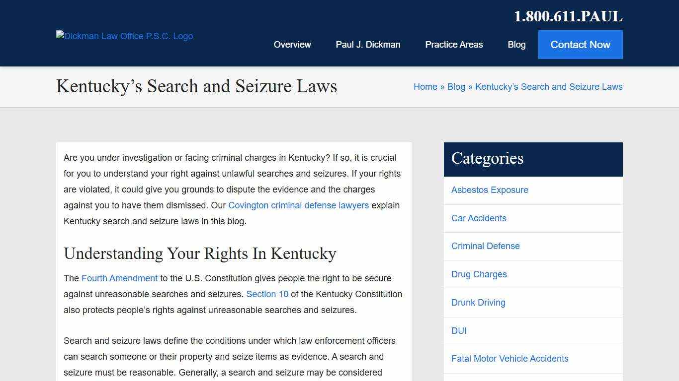 Kentucky's Search and Seizure Laws Dickman Law Office P.S.C.